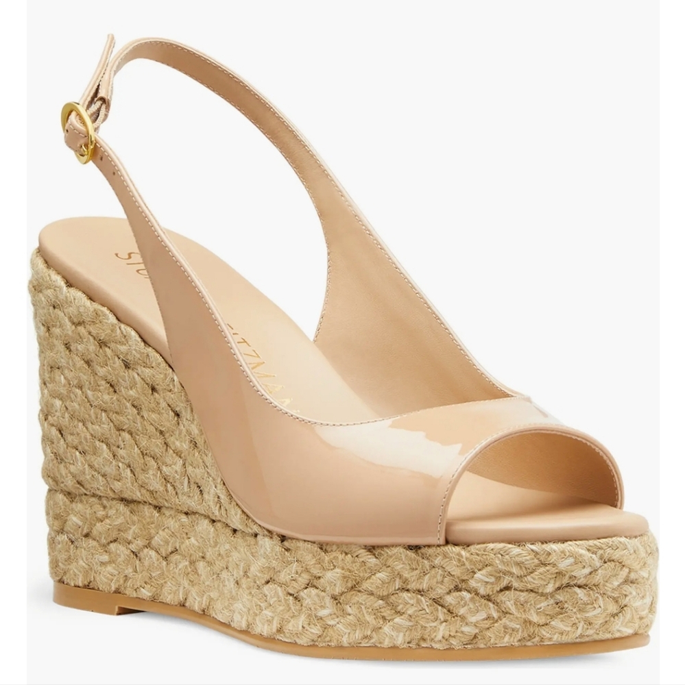 Stuart Weitzman Women's Tan Island Espadrille Wedge Sandals Size 5.5